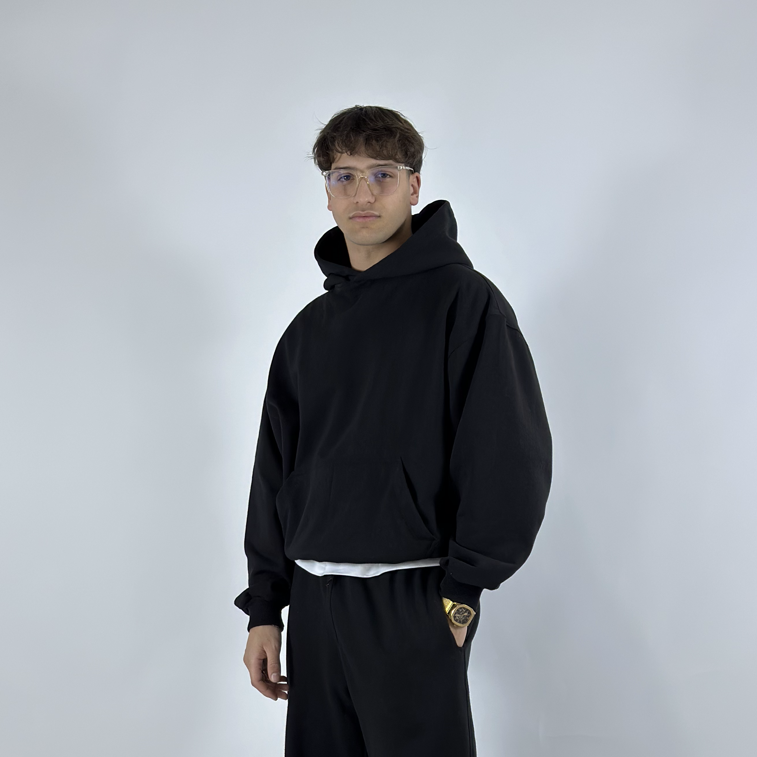 Black Boxy Oversized Hoodie