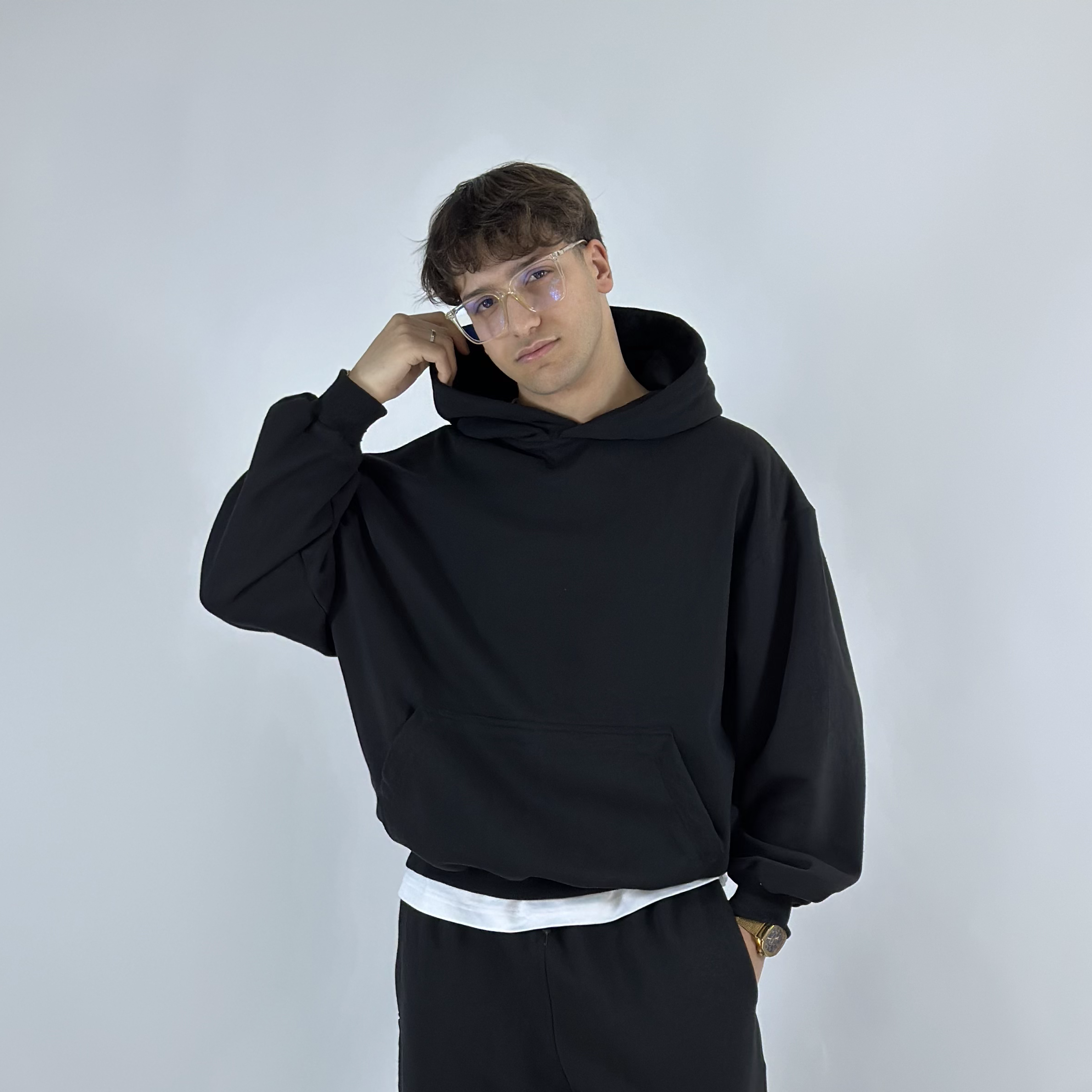 Black Boxy Oversized Hoodie