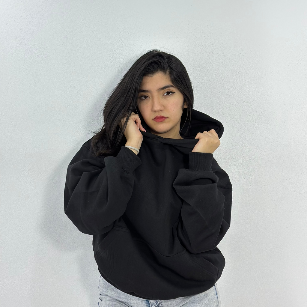 Black Boxy Oversized Hoodie